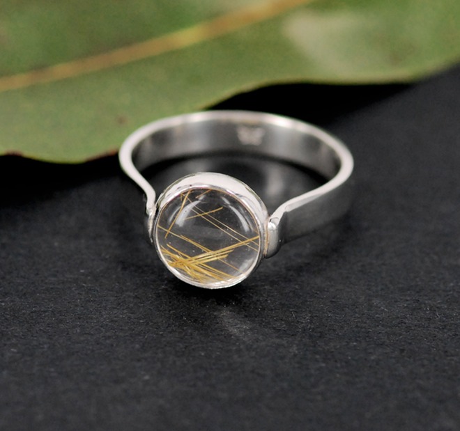 sterling silver rutilated quartz ring