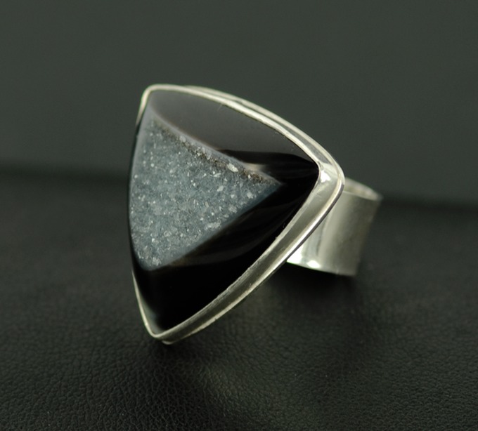 sterling silver black druzy ring