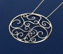 sterling silver large round filigree necklace 
