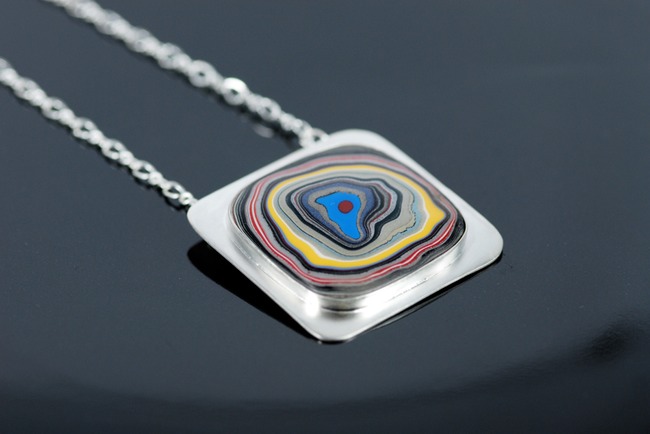 fordite sterling silver necklace