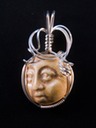ceramic face tile wire wrapped sculpted sterling silver cab cabochon pendant jewelry