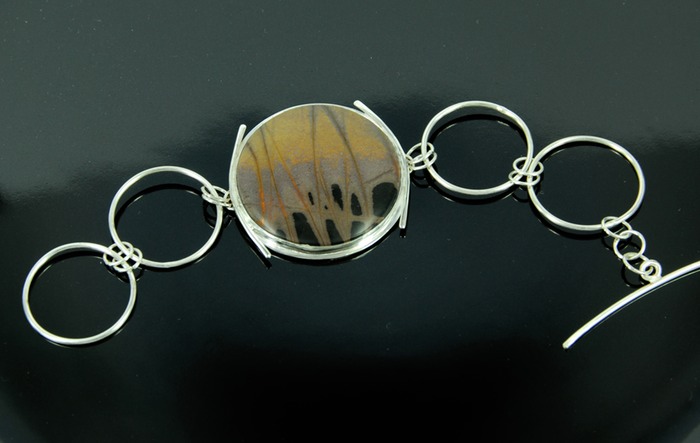 navajo blanket jasper sterling silver bracelet 