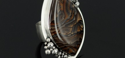 biggs jasper sterling silver granulated ring