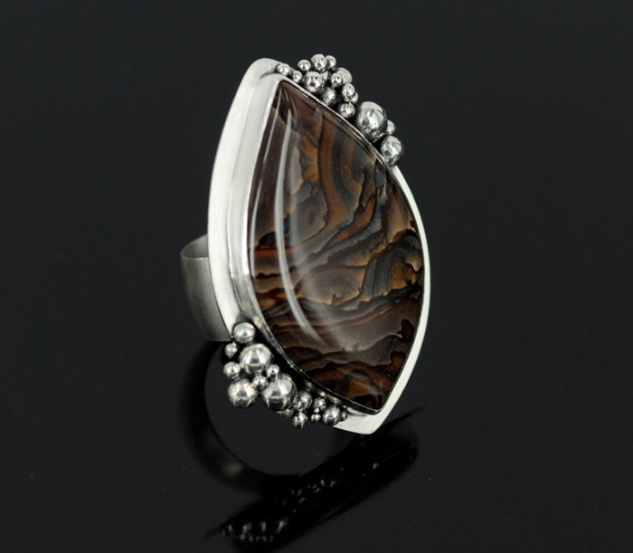 sterling silver biggs jasper granulated ring