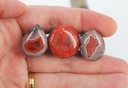 wave hill agate and red horn coral cabochons