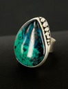 malachite chrysocolla granulated sterling silver ring