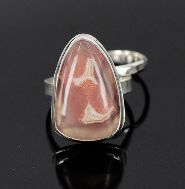 pink laguna agate sterling silver ring