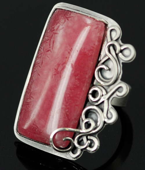 rhodochrosite sterling silver medusa ring