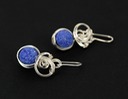 blueberry azurite wire wrapped sculpted sterling silver cab cabochon jewelry earrings