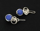blueberry azurite wire wrapped sculpted sterling silver cab cabochon jewelry earrings