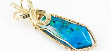 chrysocolla malachite 14k gold filled wire wrapped pendant