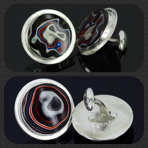 fordite sterling siver cufflinks