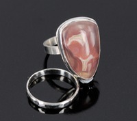 pink laguna agate sterling silver ring