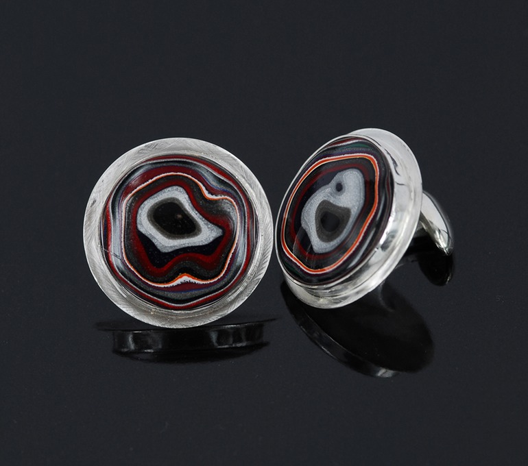 fordite sterling siver cufflinks