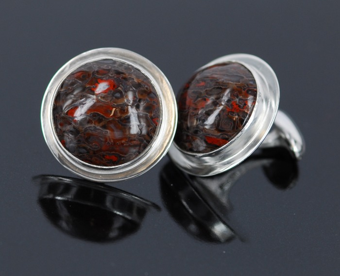 dinosaur bone sterling silver cufflinks