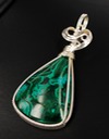 malachite chrysocolla wire wrapped sculpted sterling silver cab cabochon pendant jewelry