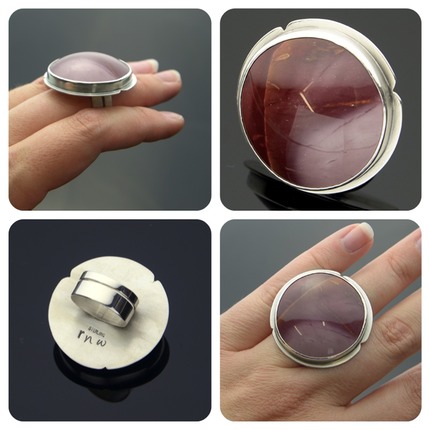 australian mookaite sterling silver ring collage